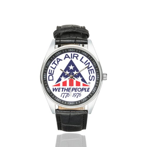 Delta Airlines 1976 Vintage Logo Casual Faux Leather Strap Watch Alternative view of Delta Airlines 1976 Vintage Logo Casual Faux Leather Strap Watch