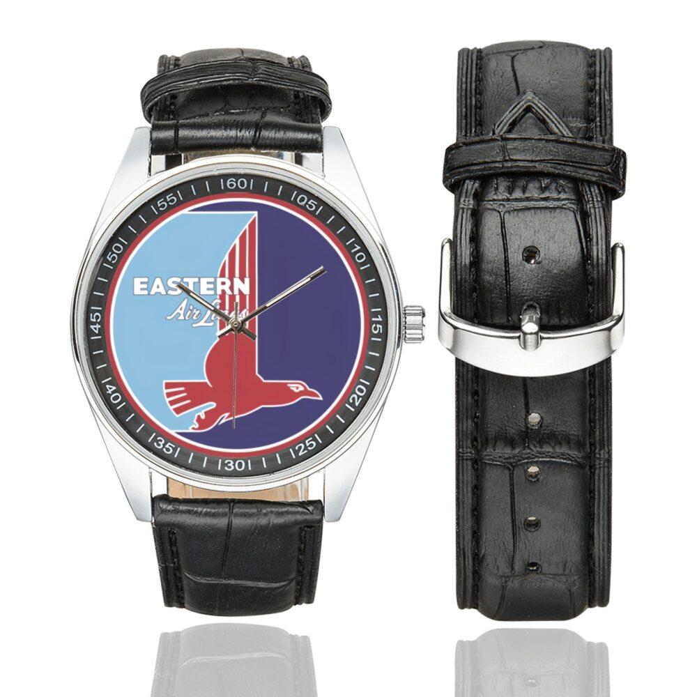 Eastern Airlines Vintage Logo Casual Faux Leather Strap Watch