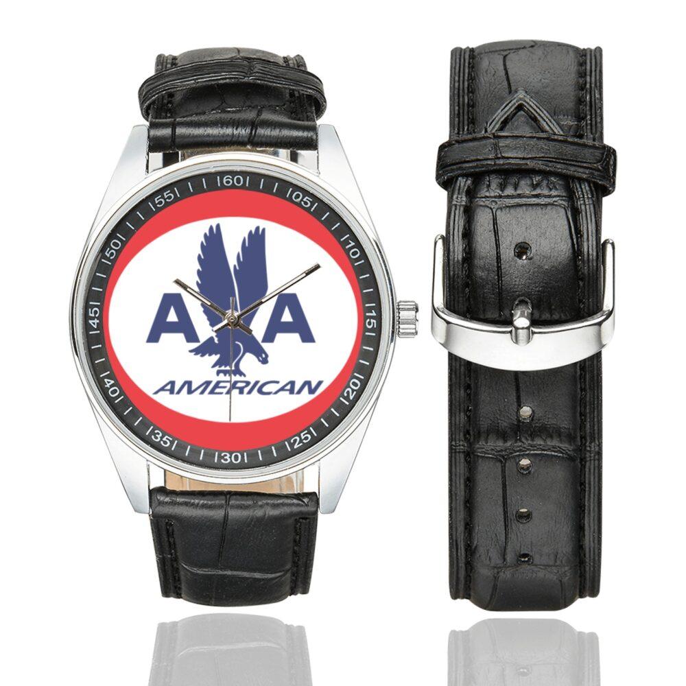 American Airlines 1962 Vintage Logo Casual Faux Leather Strap Watch