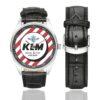 KLM 1956 Vintage Logo Casual Faux Leather Strap Watch