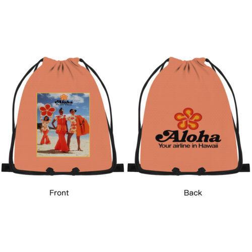 Vintage Aloha Airlines Poster Large Coral Drawstring Bag Alternative view of Vintage Aloha Airlines Poster Large Coral Drawstring Bag