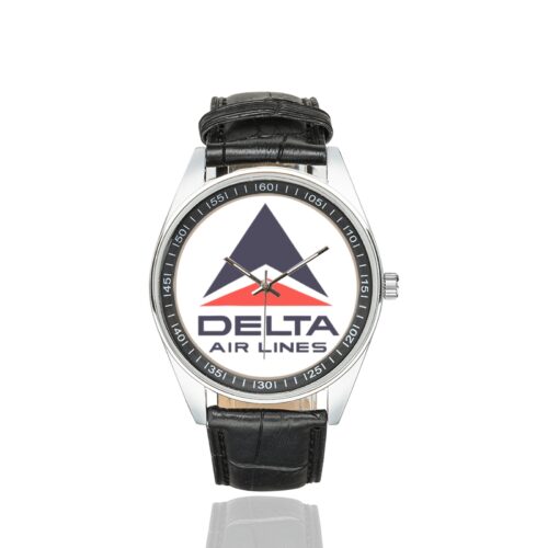 Delta Airlines 1963-93 Vintage logo Casual Faux Leather Strap Watch Alternative view of Delta Airlines 1963-93 Vintage logo Casual Faux Leather Strap Watch