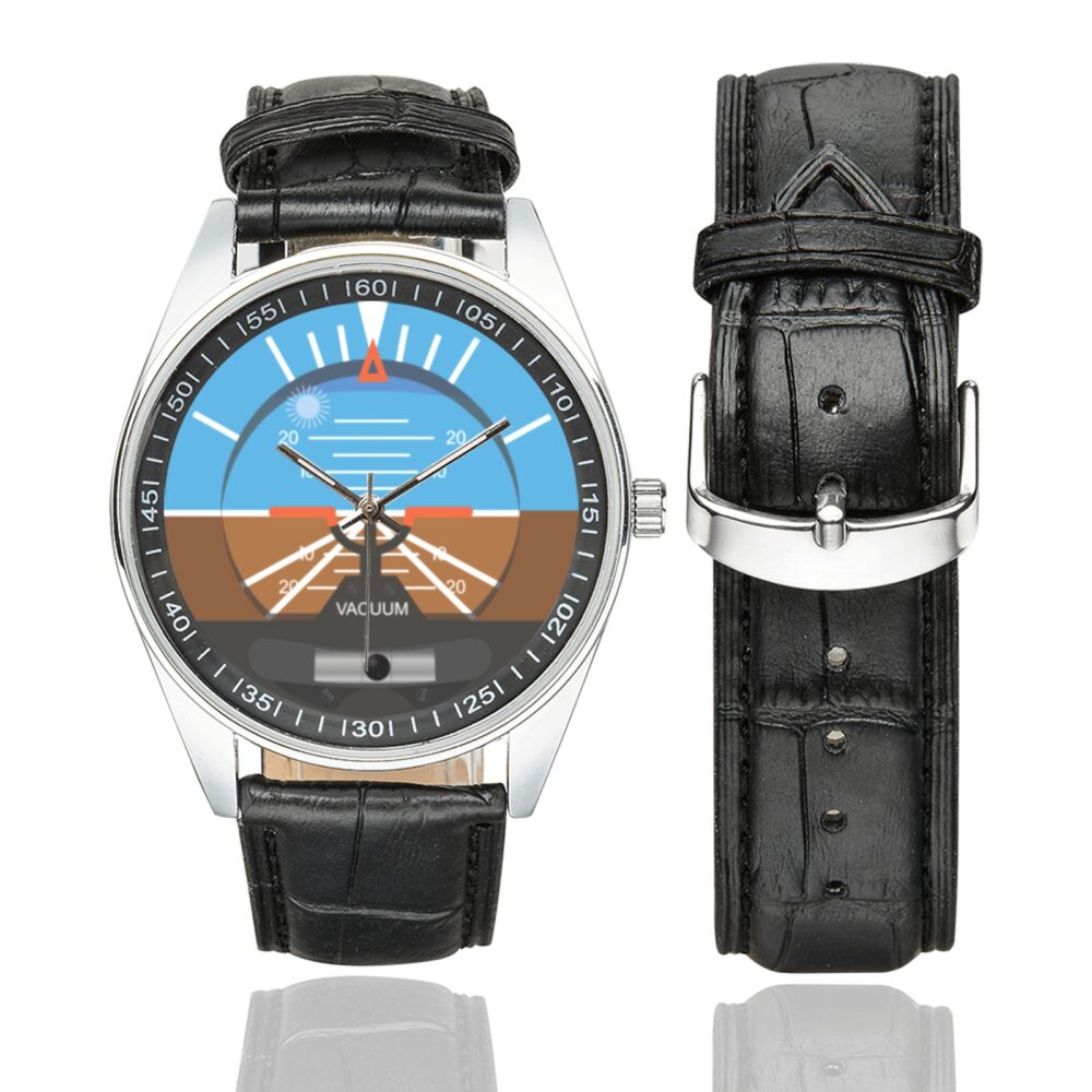Artificial Horizon Casual Faux Leather Strap Watch