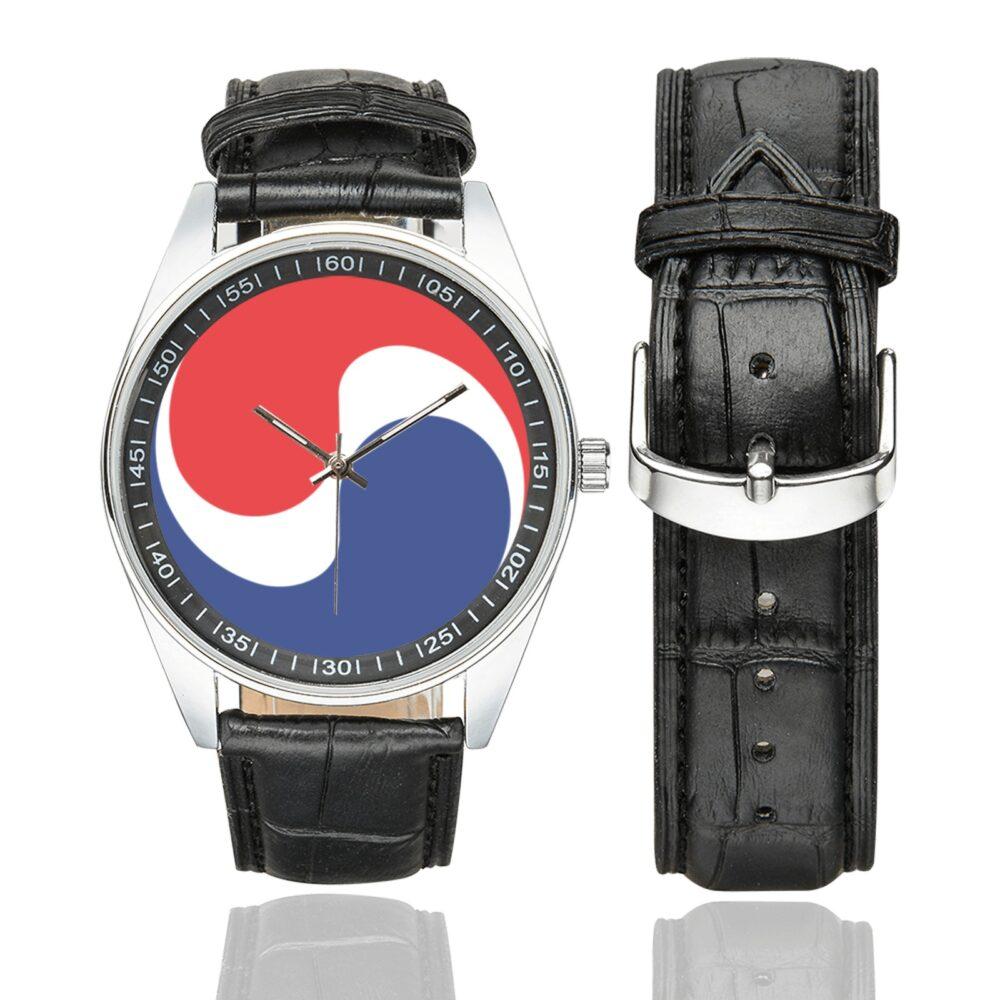 Korean Air Taegeuk Logo Casual Faux Leather Strap Watch