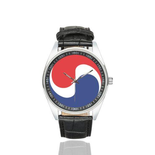 Korean Air Taegeuk Logo Casual Faux Leather Strap Watch Alternative view of Korean Air Taegeuk Logo Casual Faux Leather Strap Watch