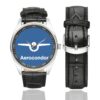 Aerocondor Logo Casual Faux Leather Strap Watch