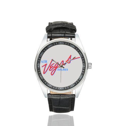 Air Vegas Airlines Vintage Logo Casual Faux Leather Strap Watch Alternative view of Air Vegas Airlines Vintage Logo Casual Faux Leather Strap Watch