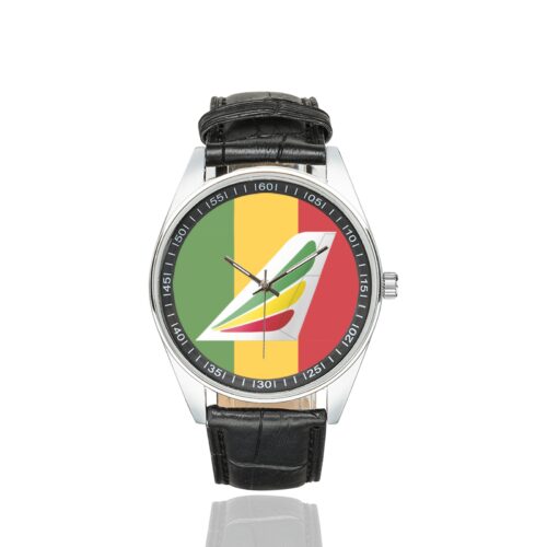 Ethiopian Airlines Tail Logo Casual Faux Leather Strap Watch Alternative view of Ethiopian Airlines Tail Logo Casual Faux Leather Strap Watch