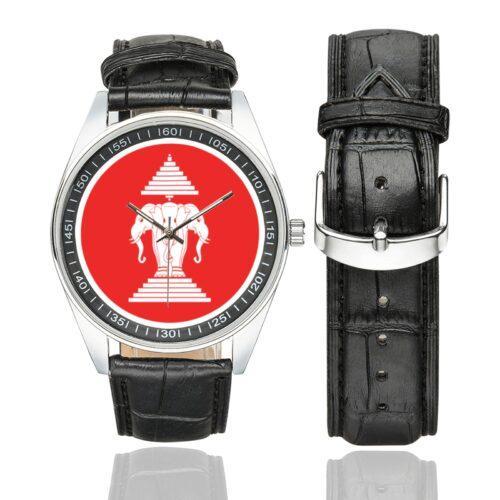 Royal Lao Air Force Logo Casual Faux Leather Strap Watch