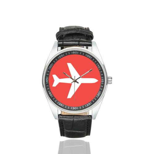 Helvetic Airways Logo Casual Faux Leather Strap Watch Alternative view of Helvetic Airways Logo Casual Faux Leather Strap Watch