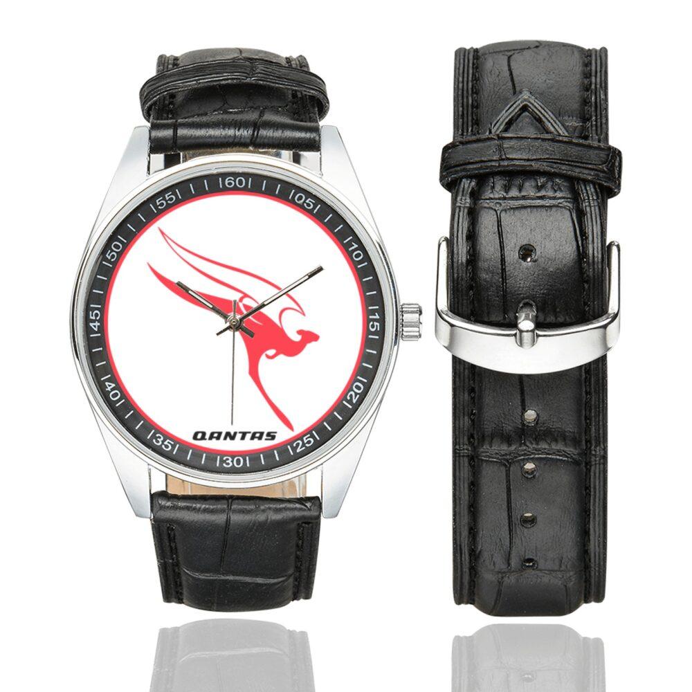 Qantas 1968 Vintage Logo Casual Faux Leather Strap Watch