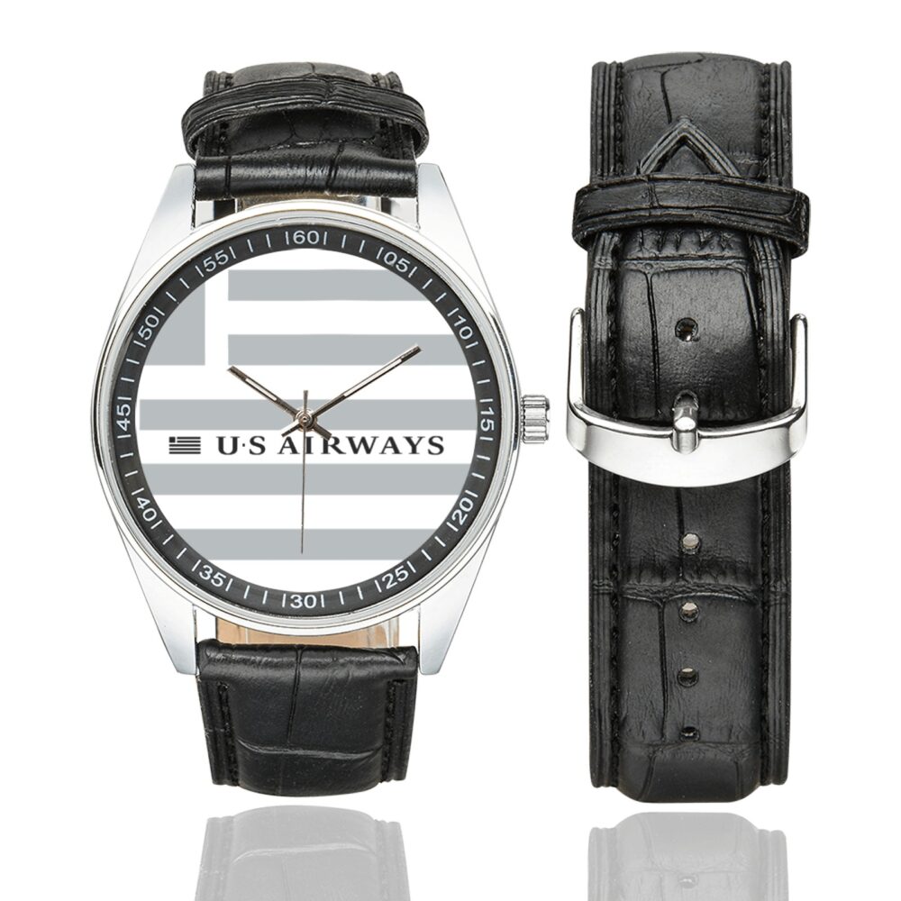 US Airways Vintage Logo Casual Faux Leather Strap Watch