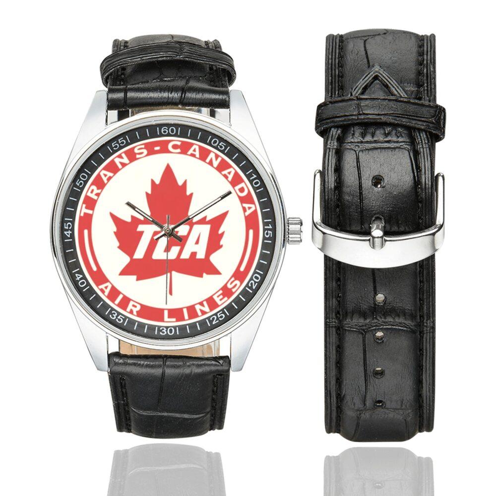 Trans-Canada Airlines Vintage Logo Casual Faux Leather Strap Watch
