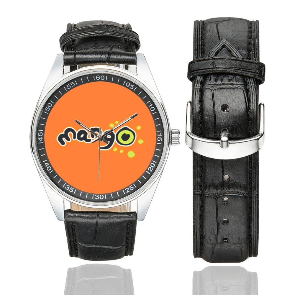 Mango Airlines Logo Casual Faux Leather Strap Watch
