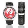 JAL Japan Air Lines Tsurumaru 1959 Vintage Logo Casual Faux Leather Strap Watch