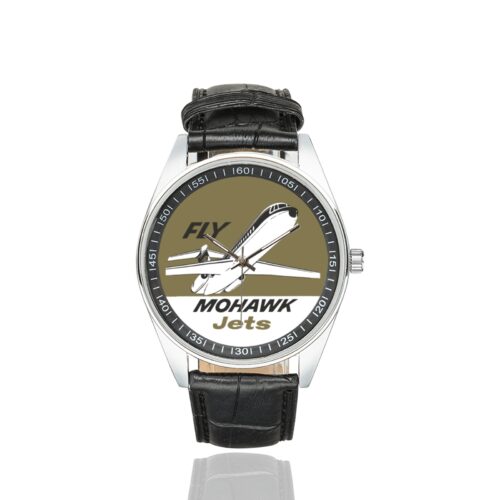 Mohawk Jets Vintage Logo Casual Faux Leather Strap Watch Alternative view of Mohawk Jets Vintage Logo Casual Faux Leather Strap Watch