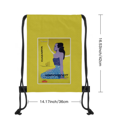 Vintage Aeroflot Poster Large Yellow Drawstring Bag