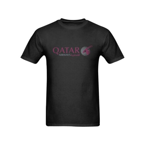 Qatar Airways Horizontal Logo Aviation Airline Tee, black
