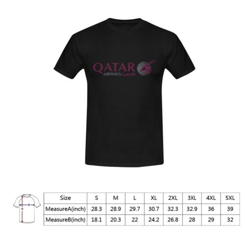 Qatar Airways Horizontal Logo Aviation Airline Tee, black