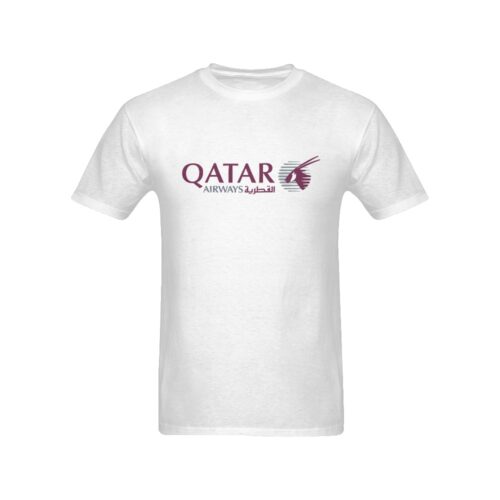 Qatar Airways Horizontal Logo Aviation Airline Tee, white