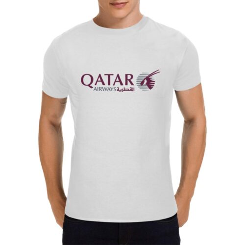 Qatar Airways Horizontal Logo Aviation Airline Tee, white