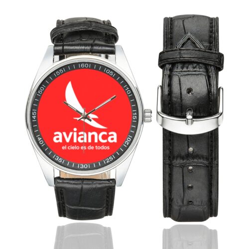 avianca Men's Casual Leather Strap Watch.