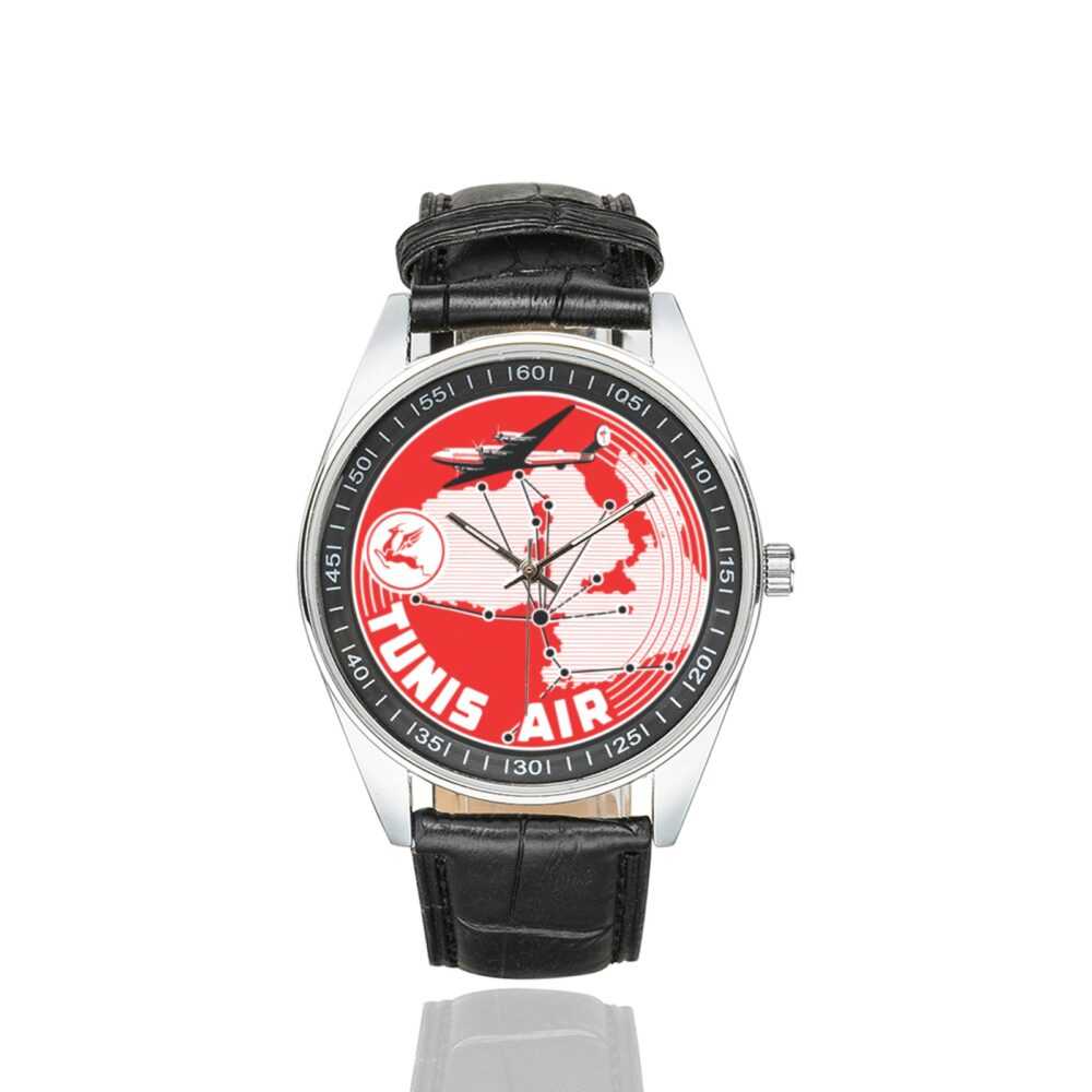 Tunis Air Men's Casual Leather Strap Watch. - Image 2