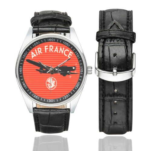 air france 6875 Men's Casual Leather Strap Watch.