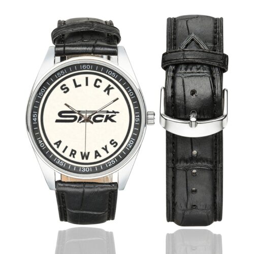 slick airways Men's Casual Leather Strap Watch.