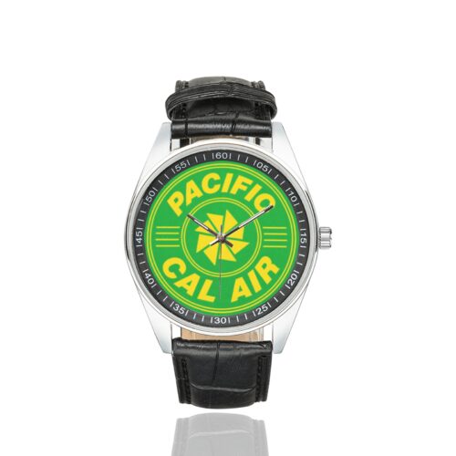 Alternative view of Pacific cal air Men's Casual Leather Strap Watch.