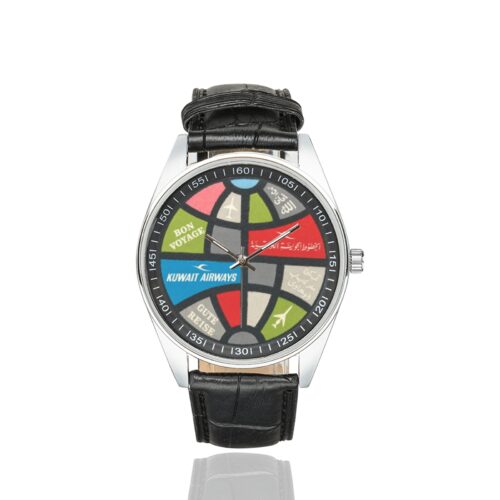 Alternative view of Kuwait airways Men's Casual Leather Strap Watch.