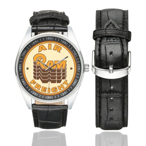 RAM air freight Men's Casual Leather Strap Watch.