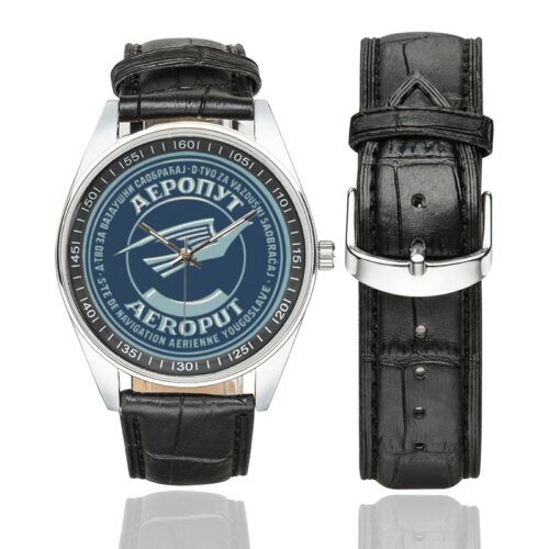 Aeroput Men's Casual Leather Strap Watch.