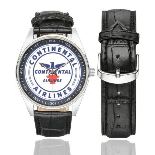 Continental Airlines Vintage 02 Men's Casual Leather Strap Watch(Model 211) Continental Airlines Vintage 02 Men's Casual Leather Strap Watch(Model 211)