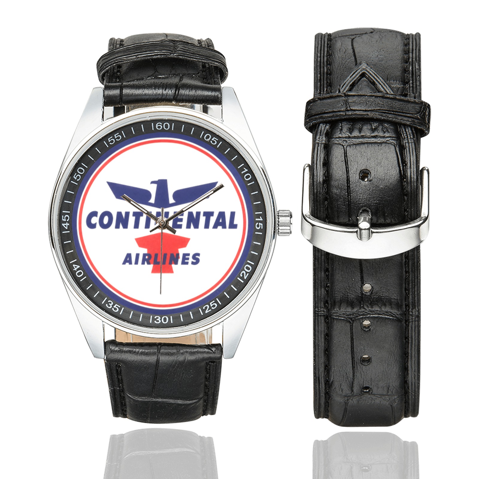 Continental Airlines Vintage 03 Men's Casual Leather Strap Watch. Continental Airlines Vintage 03 Men's Casual Leather Strap Watch.