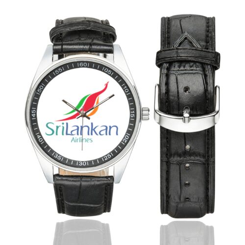 sri lankan v1 Men's Casual Leather Strap Watch.