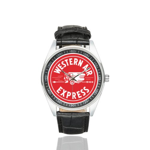Alternative view of western air express Men's Casual Leather Strap Watch.