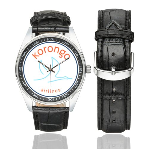 Korongo airlines Men's Casual Leather Strap Watch.