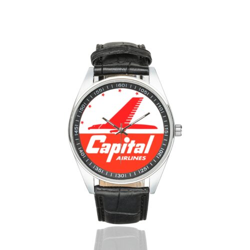 Alternative view of capital airlines Men's Casual Leather Strap Watch.