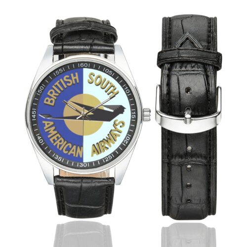 british south american Men's Casual Leather Strap Watch(Model 211)