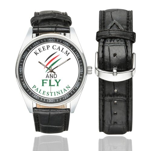 palestinian airlines 2 Men's Casual Leather Strap Watch.