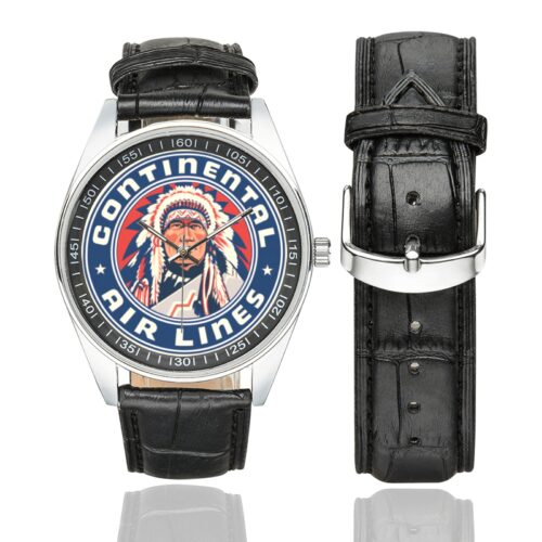 Continental Airlines Vintage 03 Men's Casual Leather Strap Watch(Model 211) Continental Airlines Vintage 03 Men's Casual Leather Strap Watch(Model 211)
