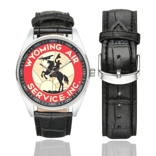 wyoming air service Men's Casual Leather Strap Watch(Model 211)