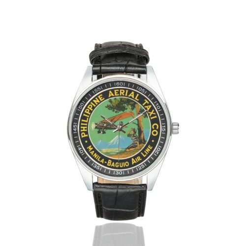 Alternative view of Philippine Aerial Taxi Men's Casual Leather Strap Watch.