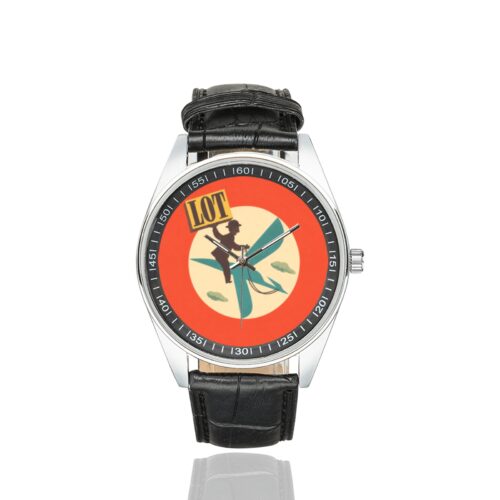 Alternative view of LOT polish airlines vintage 02 Men's Casual Leather Strap Watch.