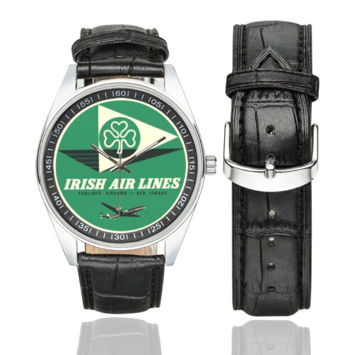 Irish Ai rlines Men's Casual Leather Strap Watch.