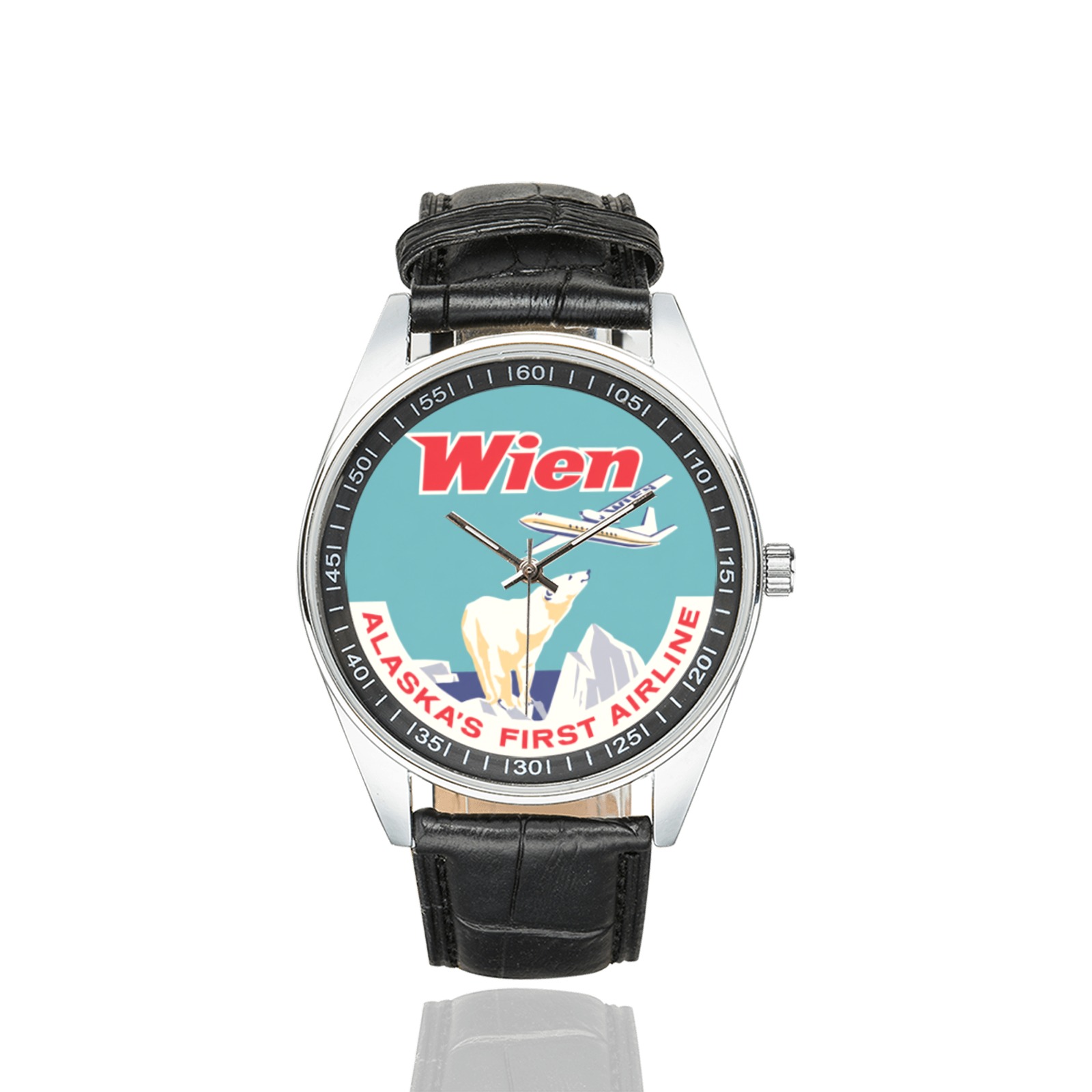 wien alaska Men's Casual Leather Strap Watch. wien alaska Men's Casual Leather Strap Watch. - Image 2