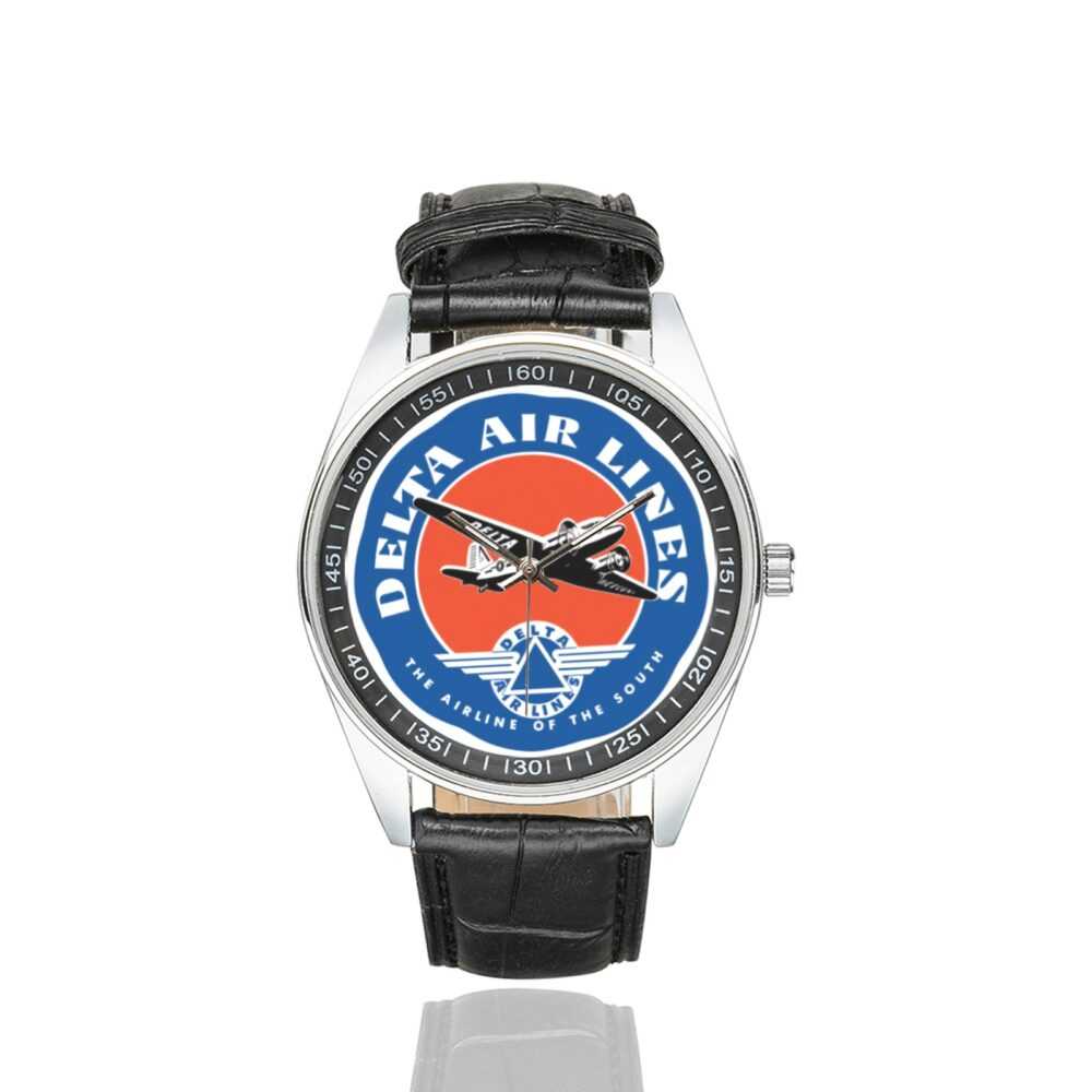 Delta Airlines Men's Casual Leather Strap Watch. - Image 2