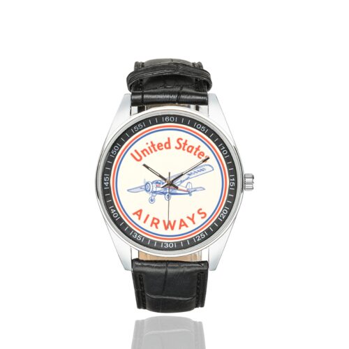 Alternative view of United States airways Men's Casual Leather Strap Watch.