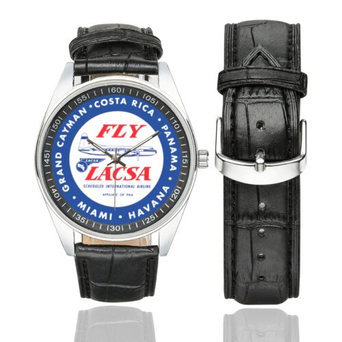 LACSA Men's Casual Leather Strap Watch.